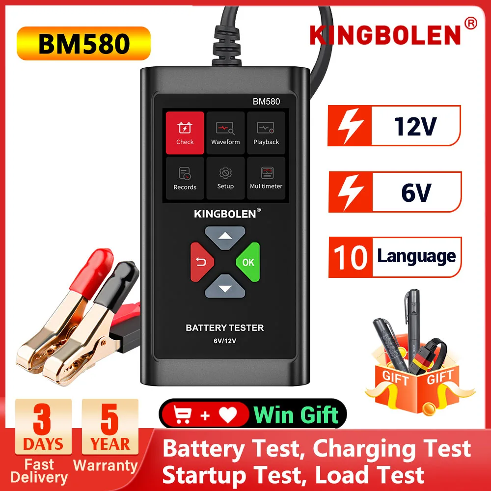 Kingbolen Bm580 Battery Tester 12V 6V Caricabatteria Per Auto Strumenti Start-Up Circut Test Di Ricarica Analizzatore Automobilistico Pk Kw650 Kw208