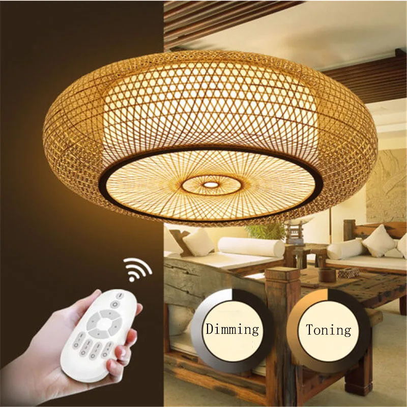 

Скандинавский бамбуковый тканый потолочный светильник, Современная атмосферная лампа ручной работы для гостиной, спальни, кухни, стола, декоративное освещение