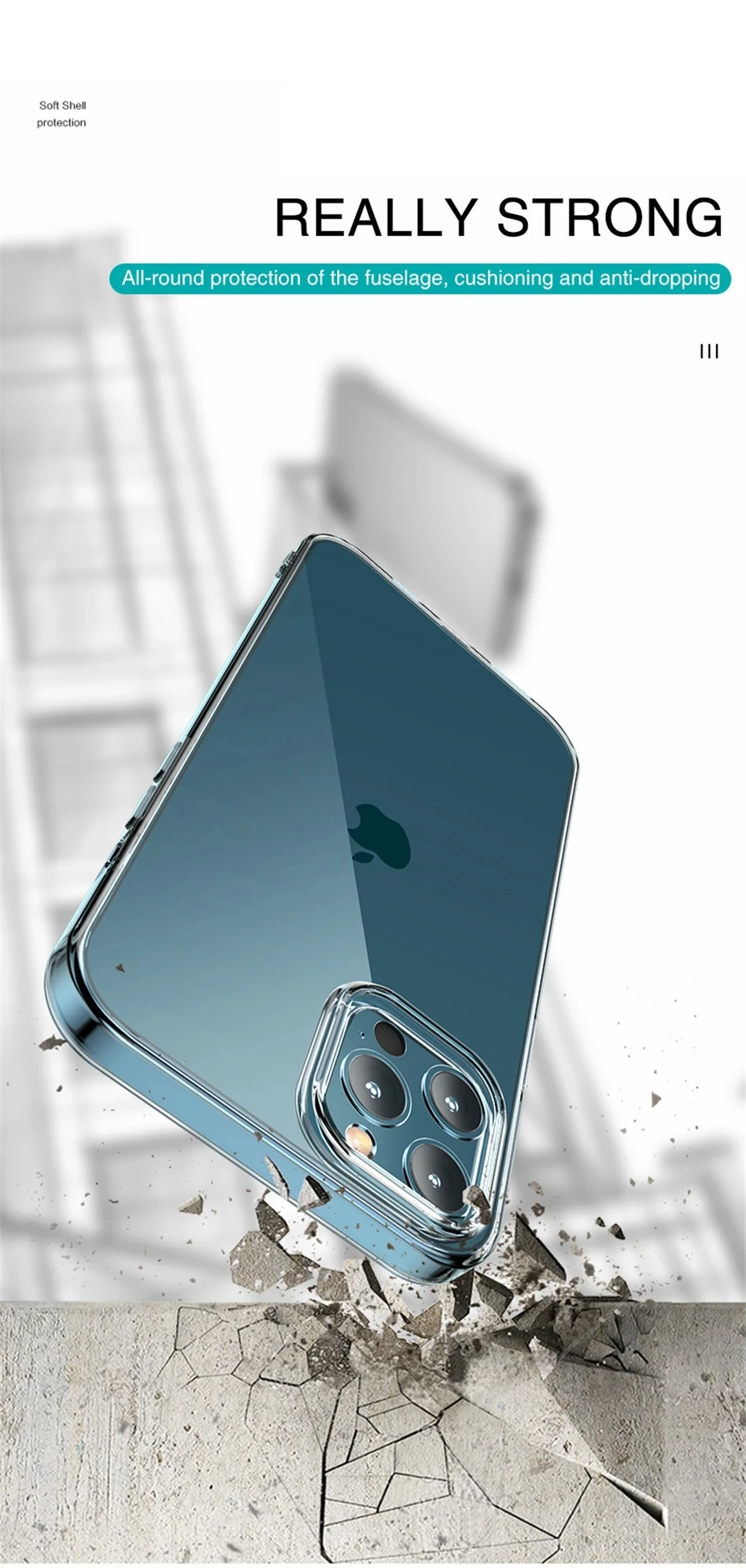 Transparente Handyhülle für iPhone 11 12 13 14 15 Pro Max Mini für iPhone X XS Max XR 8 7 6 Plus TPU Soft Back Cover Clear Case – Detail 7