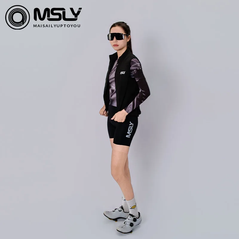 MSLY 2026 사이클링 조끼 재킷, 방풍 및 가벼운 방수 기능, 로드 자전거 라이딩용 더블 지퍼 조끼
