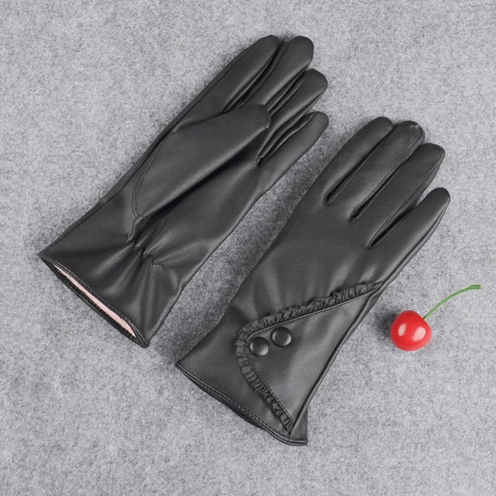 Women Fashion Gloves High Quality Lady Soft Leather Glove Winter Warm Full Finger Mitten Breathable Touch Screen Mitten перчатки
