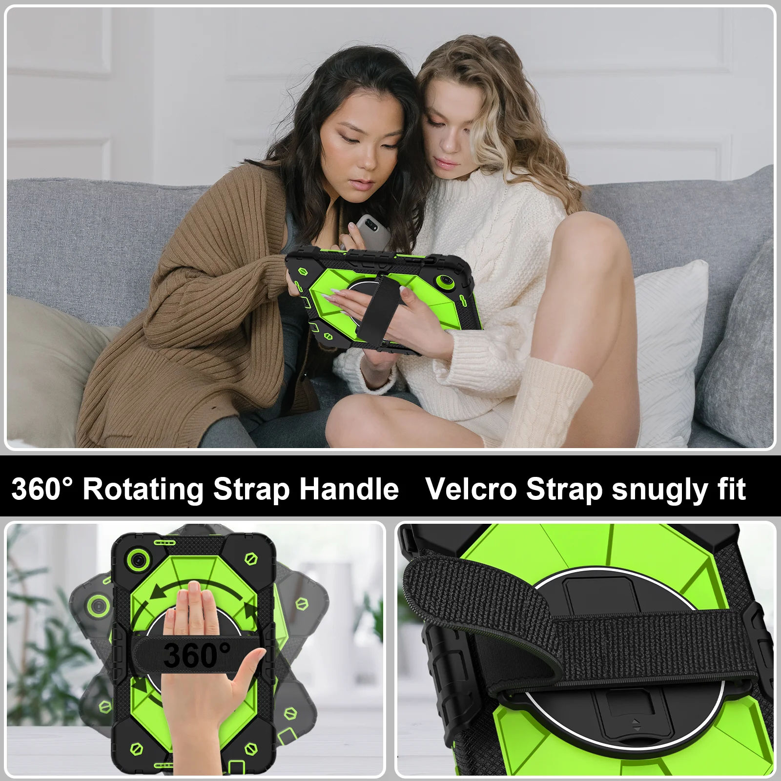 Enhanced Rugged Rotating Tablet Cover for Kids - Heavy Duty and Protective , 10.1 inch