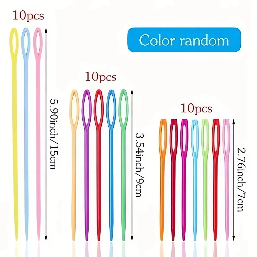 10/30 PCs Gemischte Farbe 7/9/15 cm Kunststoff Stricken Nadeln Häkeln Haken Wolle Garn Nadel Kinder DIY Pullover Weben Werkzeuge Zugang – Detail 1