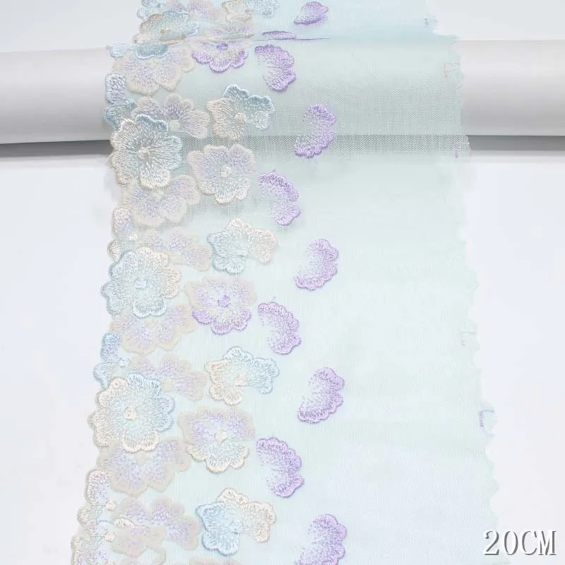 31 Yards Embroidered Flower Mesh Fabric Pink Sky Blue Laces Ribbon DIY Lace Trim Garment Accessories Lace Fabric 1