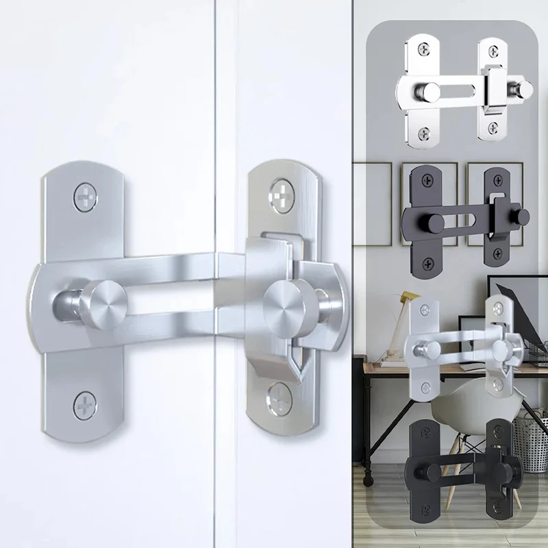 Door Lock MINI 180 Degree Door Buckle Stainless Steel Lock Sliding Door Right Angle Buckle And Window Bathroom Bending Latch