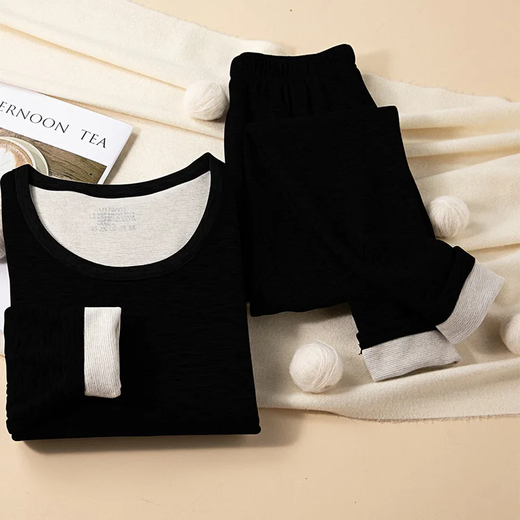 Thermal Underwear Men Women Winter Thick Double Layer Clothes Seamless Warm Lingerie Body Slim Female Thermal Wool Set V765