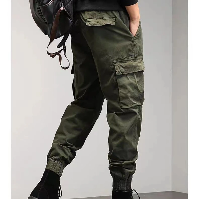 Spring and Autumn jeans Multi-pocket Wear-resistant Overalls Men's Loose Feet with Casual Pants Trend Work Pants Men's Pants