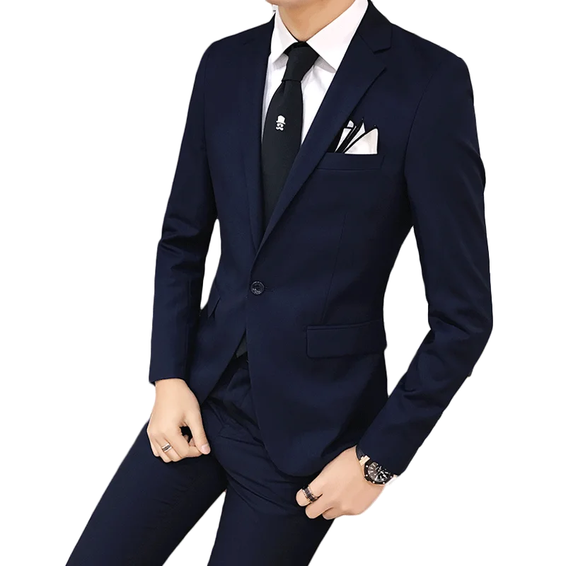 Men's Suit Set Suit Genuine Solid Color Business Workwear Stage ...