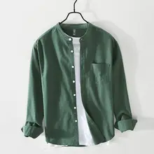 

Spring and Autumn New Men's Oxford Casual Long-Sleeved Shirt Cotton Versatile Loose Comfortable Stand Collar Men's Shirt