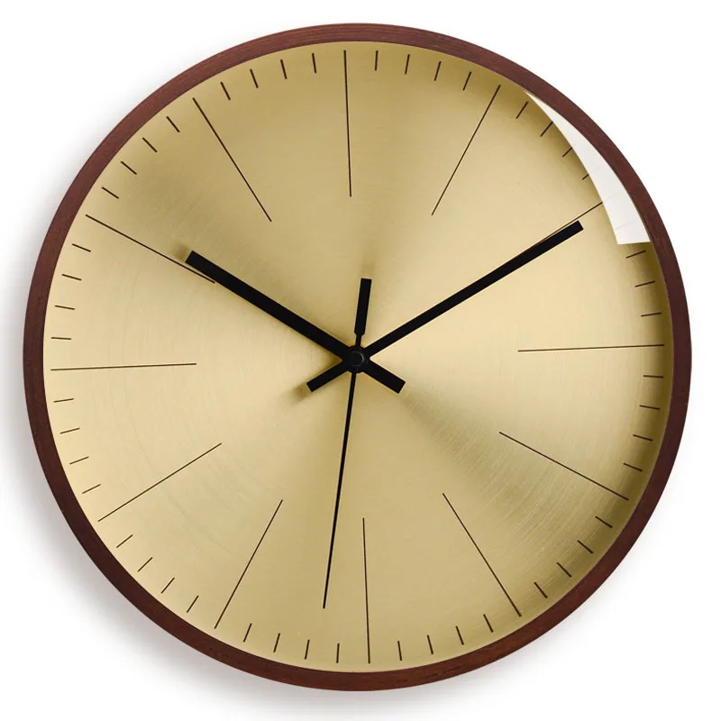 Wood Wall Clock Metal Rose Gold Clocks Wall Silent Color:G;Sheet Size:12 inch