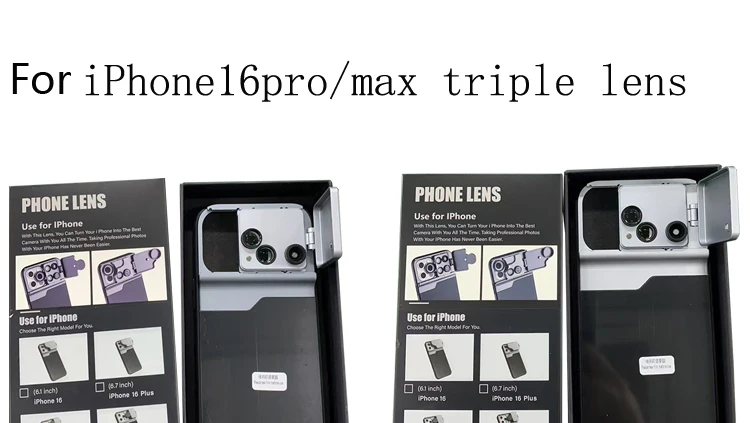 180 ° Fisheye Makro-Teleobjektiv-Handyhülle mit drei Gläsern für iPhone 16 Pro 16 Pro Max, Objektivfilter, Fotografie-Zubehör – Detail 1