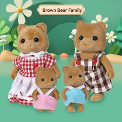 Woodland Animal Dollhouse Furniture Set - Miniature Bedroom, Kitchen, and Bathroom Accessories (Brown Bear Family)