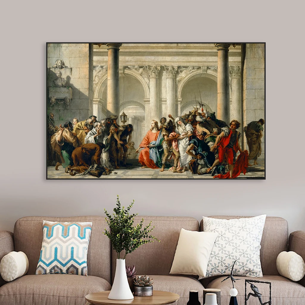 Christ And The Sinner Preso In Aditio Stampe Poster Vintage Oil Painting Tipolo John Battista Canvas Painting Home Decor