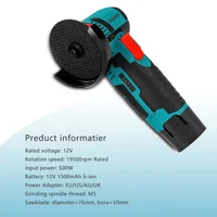 DONUMEH 12V Brushless Cordless Mini Angle Grinder Portable Grinding Metal Polishing Cutting Machine Lithium Battery Power Tool 2