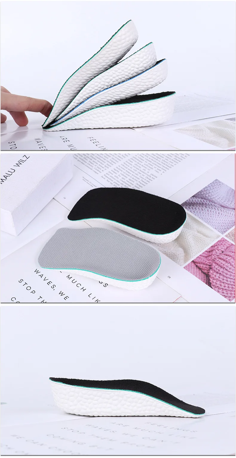 Shoe Insoles 1 Pair Breathable Half Insole Heighten Heel Insert Sport Shoes Pad Cushion Unisex 1.5-3.5cm Height Increase