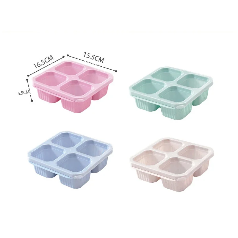 4 Grid Snack Box for Kids and Adults for Home Snack Storage Bottles  Crisper Reusable Meal Prep Lunch Box Portable Kitchen Tool