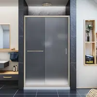 Infinity-Z 44-48 In. W X 72 In. H Semi-Frameless Sliding Shower Door, Frosted Glass In Brushed Nickel 1
