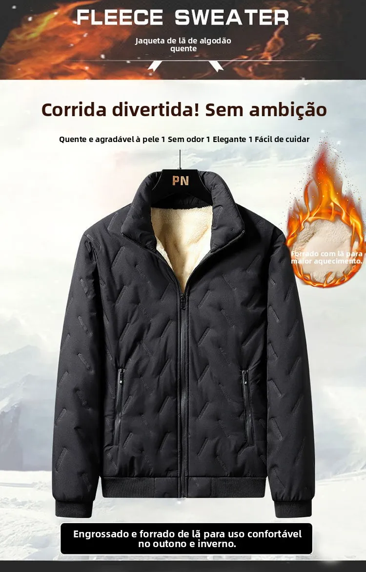 Jaqueta Masculina de Algodão Forrada com Lã Grossa