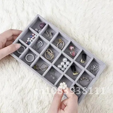 

Velvet Jewelry Ring Jewelry Display Makeup Organizer Box Tray Holder Earring Jewelry Storage Case Showcase Portable Fashion