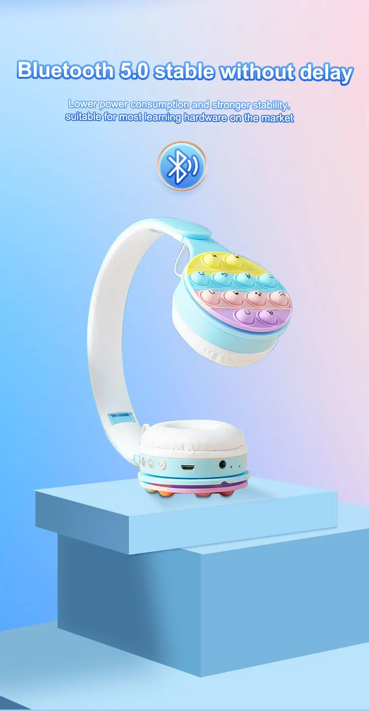 Headworn Rainbow Bubble Wireless Bluetooth S 5.0 Pressure Reducing Cute Foldable With Microphone Card Insertion_voghion.com