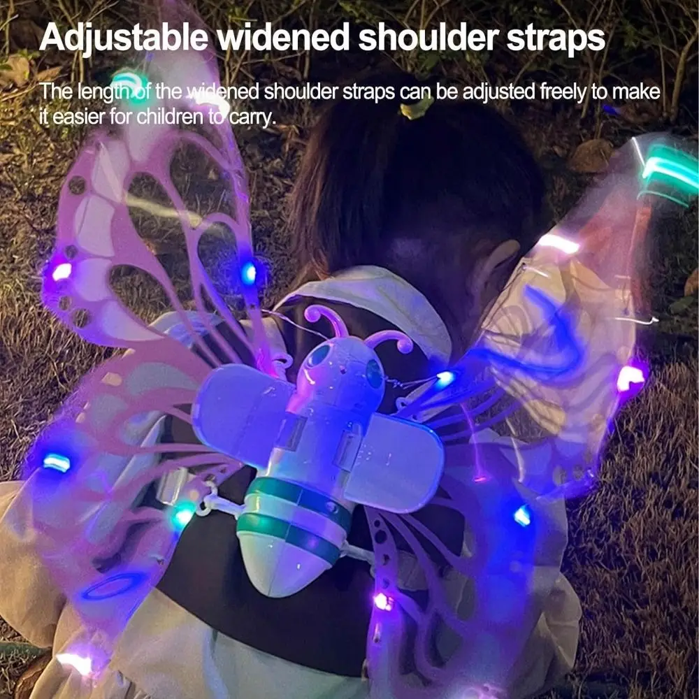 Leuchtende, leuchtende Feenflügel mit LED-Leuchten, verstellbare Träger, LED-Blumen-Feenflügel, bewegliche Schmetterlings-Engelsflügel – Detail 12