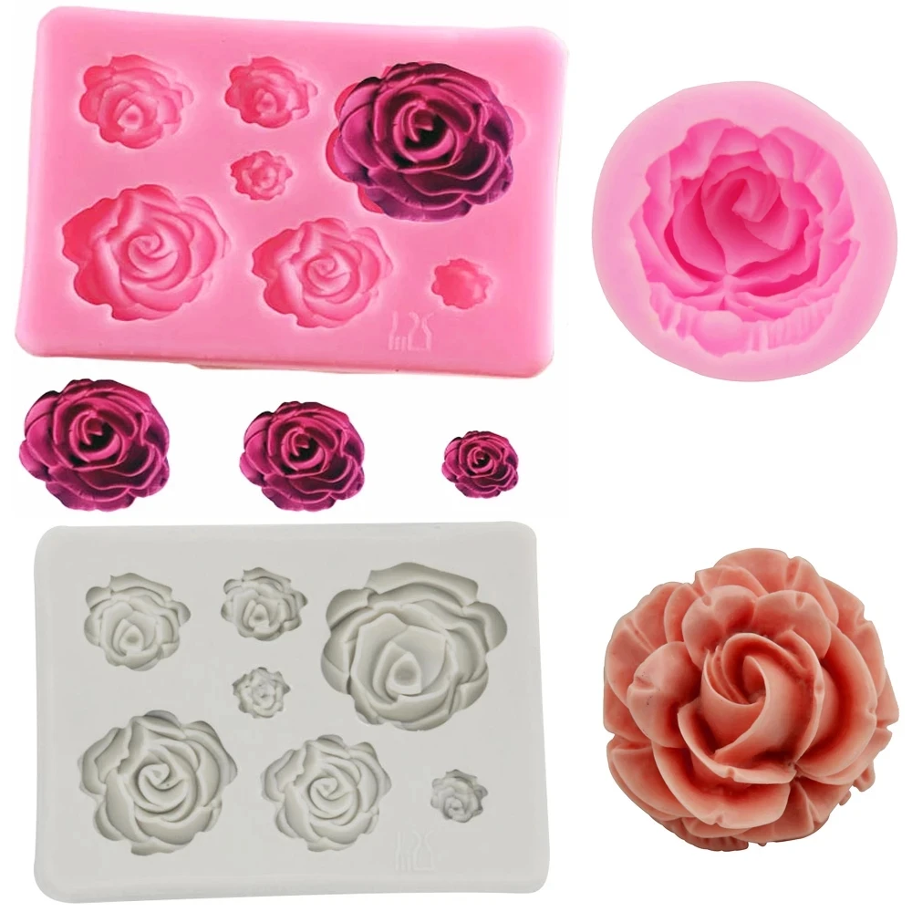 Portable Kitchen Rose Flowers Mold Silicone Mold Cake Chocolate Mold
