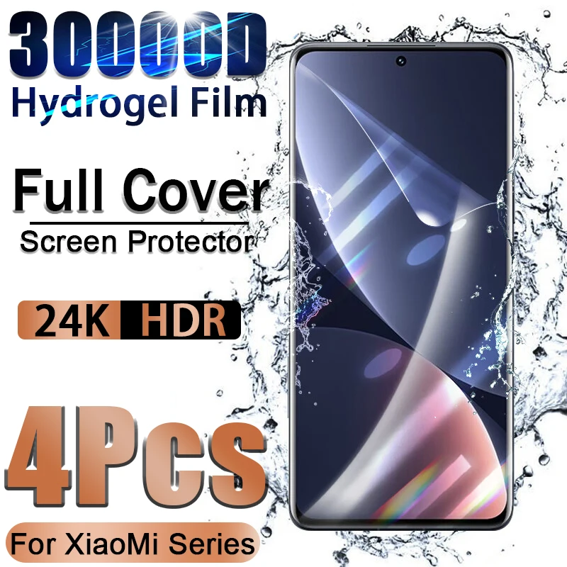 4Pcs Screen Protector Hydrogel Film For Xiaomi Mi 12 11 11T 10 Pro 10T 12T 12S 12X Note 10 Lite 9T 8 9 11i Ultra 5G NE Not Glass