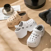 9CM Thick Women's Sandals 2024 New Summer Slippers High Heel Soft Sole Beach Garden Shoes Outdoor Waterproof Women's Hole Shoes - Image 6