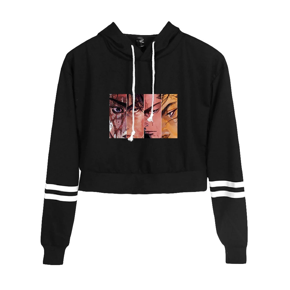 

Vagabond Fashion Cropped Hoodies Women Hooded Pullover Crop Tops Harajuku Casual Streetwear Anime Clothes