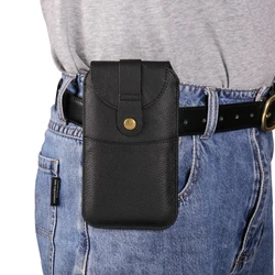 Premium Genuine Leather Belt Clip Phone Case Men's Waist Bag Holster Pouch - Galaxy A04s (Black)