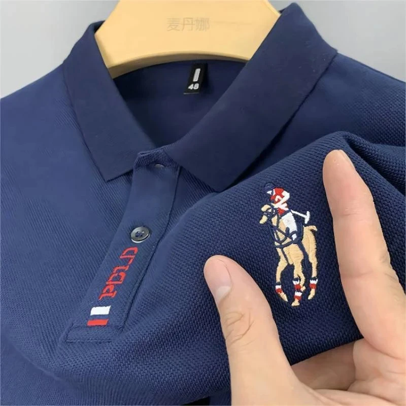 

2024High quality men's spring and summer new cotton polo shirt top, business leisure sports short-sleeved T-shirt m-3xl