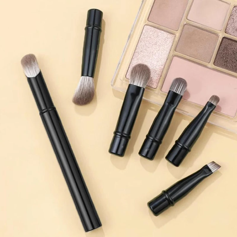  6Pcs 미니 여행용 메이크업 브러쉬 세트(박스 포함) 휴대용 화장품 파우더 파운데이션 블러쉬 블렌딩 컨실러 브러쉬 메이크업 도구.
