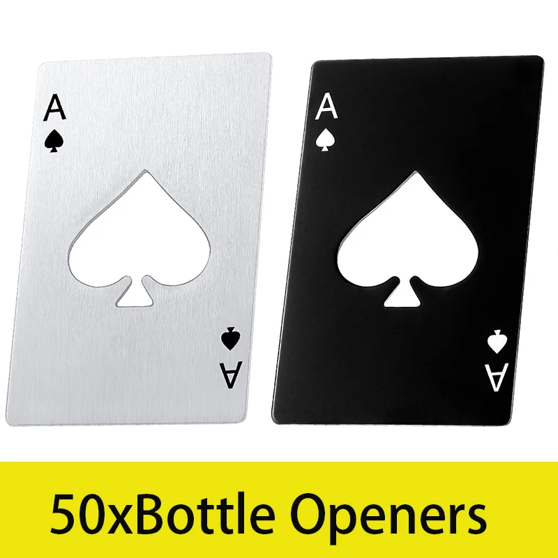

50Pcs Spades A Bottle Opener Creative Poker Shaped Stainless Steel Opener Bottler Beer Starter Suitable For Wallet