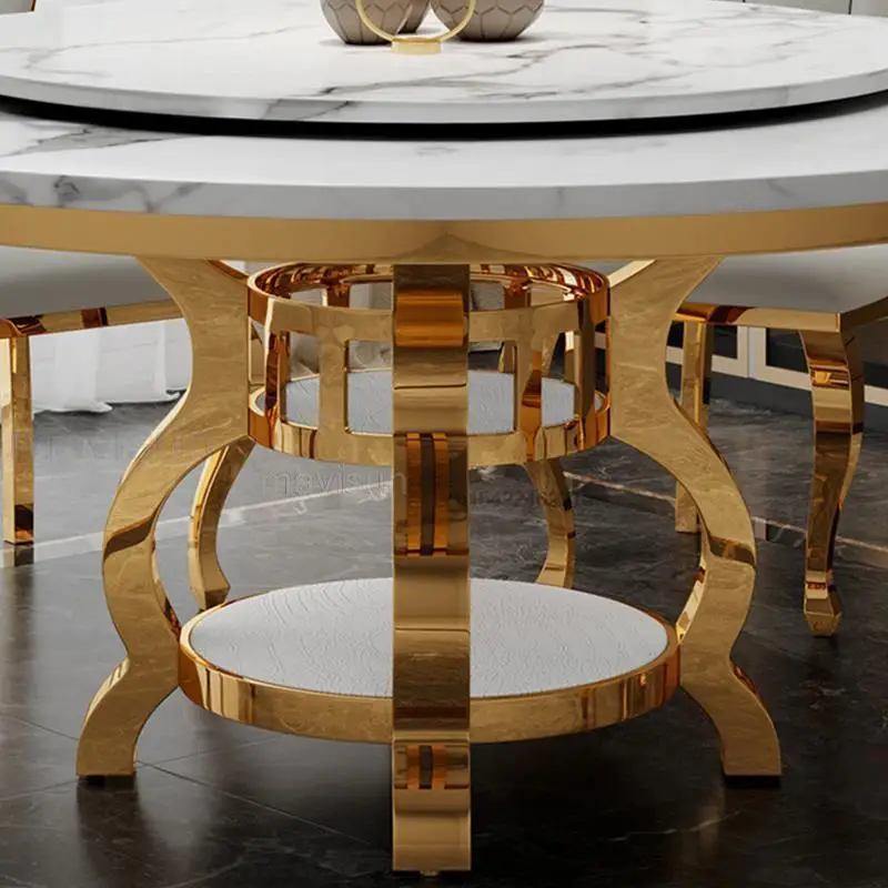 Modern Minimalist Glass Round Table With 4 Chairs For Kitchen Home Furniture Small Apartment Stainless Steel Dining Room Set