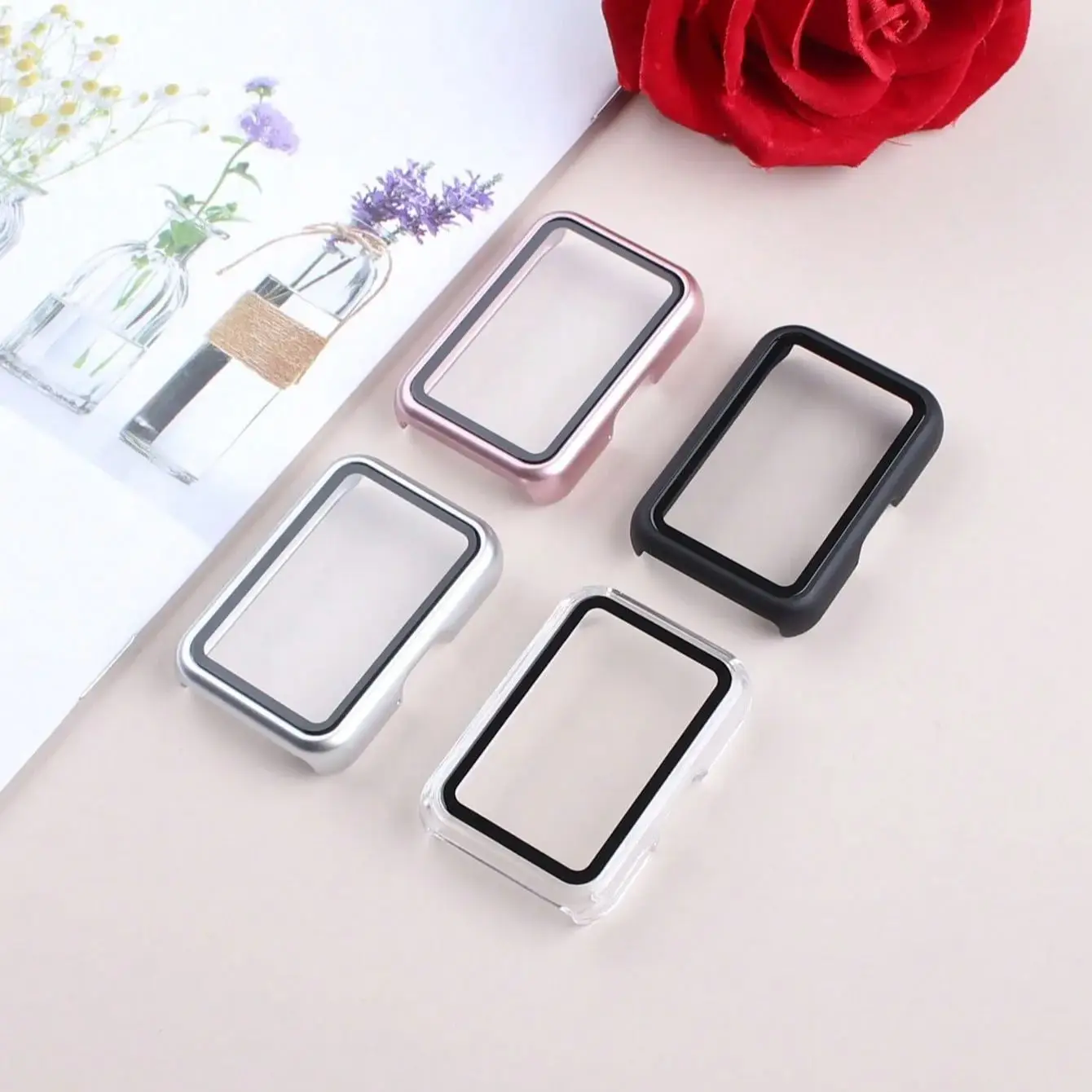 Galaxy Fit Case Matte for Samsung Galaxy Fit3 Protective PC Frame with Tempered Glass Screen Protector