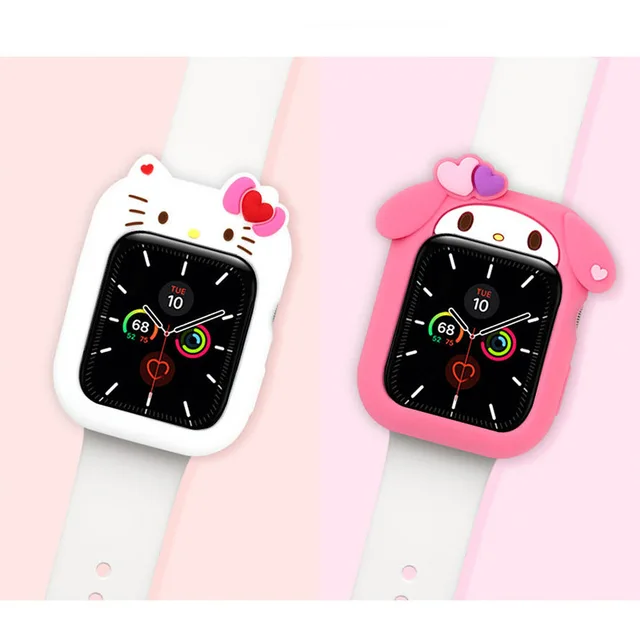 Hello Kitty Iwatch Tok Az Apple Watch Serie 7 6 Se 5 4 3 2 41Mm 40 Mm 38 -Es Szilikon Nők Rajzfilm Aranyos Kawaii Védő Borító - Image 5