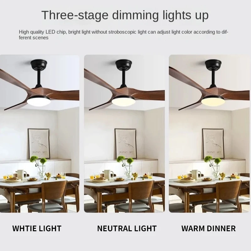 Reversible with Remote Control, Nordic Home, Living Room, Dining Room, Variable Frequency Motor, Electric Fan, Ceiling Light