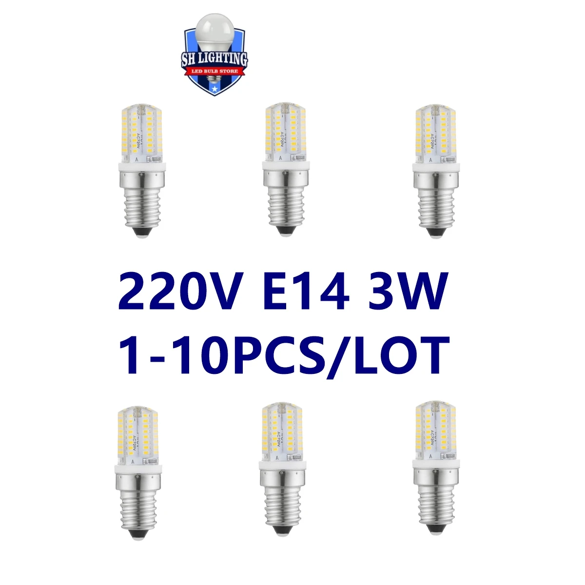 

1-10PCS Mini E14 LED Corn Bulb 4W 64 LEDs SMD 3014 AC220V Lampada LED Lamp Chandelier Candle LED Light Bombilla