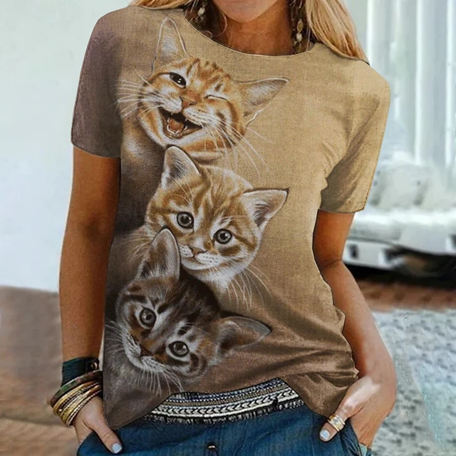 Camisola de manga comprida estampada para gato feminina, Hoodies