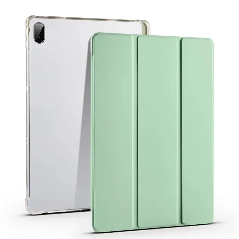 Luxury Transparent Flip Leather Tablet Case with Soft Clear Back - Shockproof Protective Cover