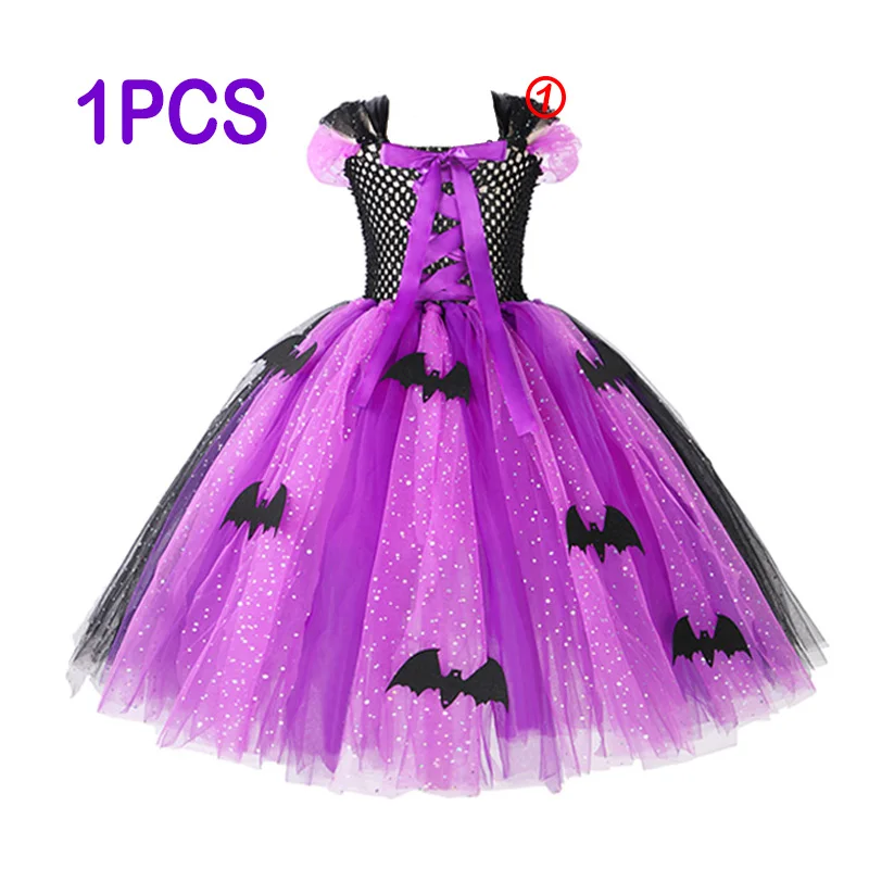 thumbnail image 1 of Disfraz de bruja de Halloween para niñas, Cosplay de bruja malvada, Purim, fiesta de carnaval, Navidad, vestido de tutú para niños pequeños, vestido de Graduación, 1 of 5