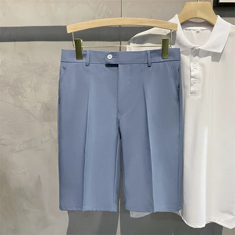 Chino Shorts Men Front Pleated Shorts Casual Bermuda Work Wear Shorts Korean Fashion Pants For Summer 5