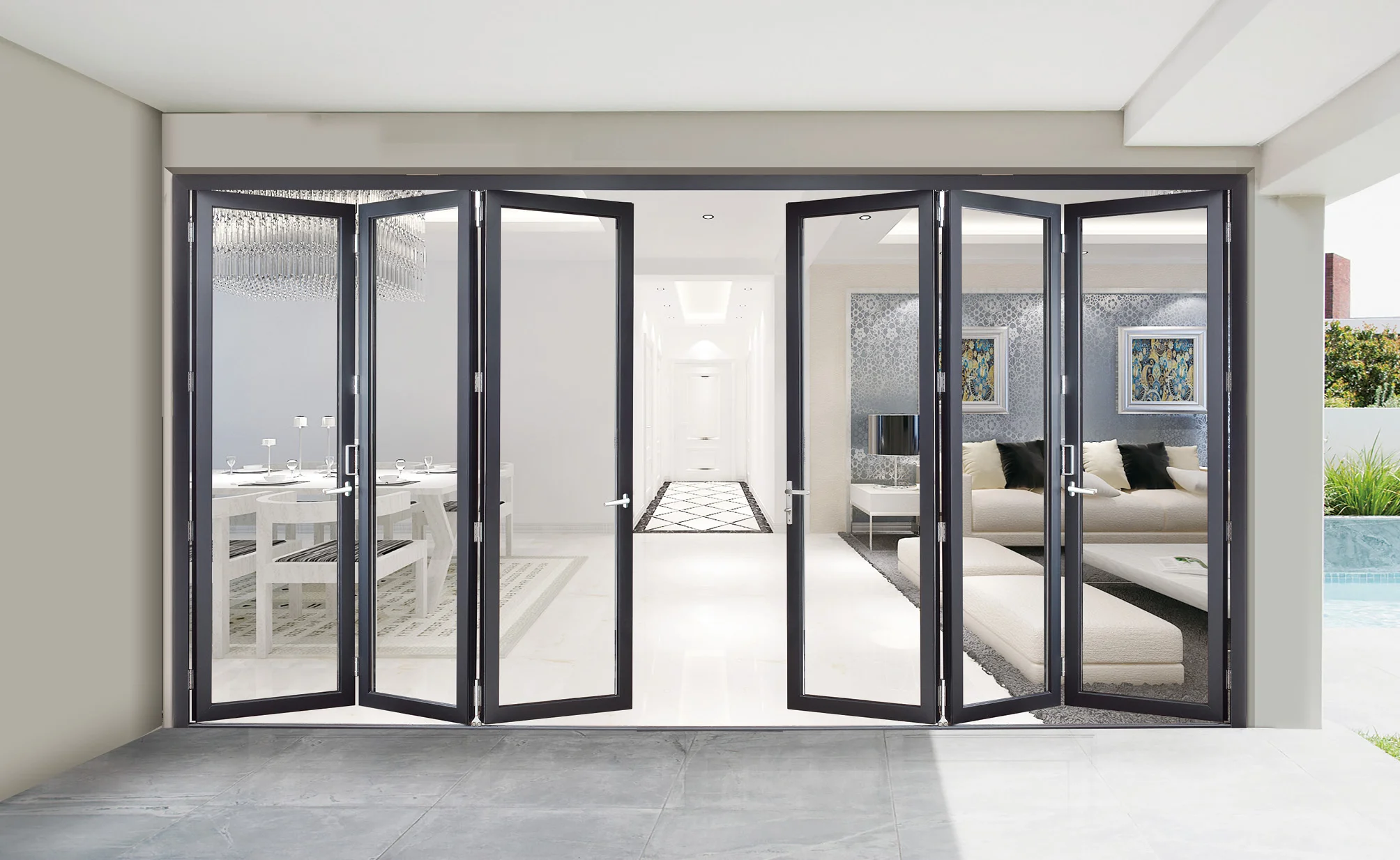 size Accordion Type Folding Sliding Door Interior Modern Design Aluminium Glass Folding Balcony Sliding Doors