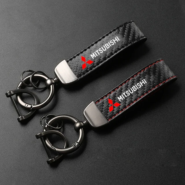 Car PU Leather Keychain Car Carbon Fiber Leather For Mitsubishi Outlander Lancer EVO ASX Pajeros Car Accessories