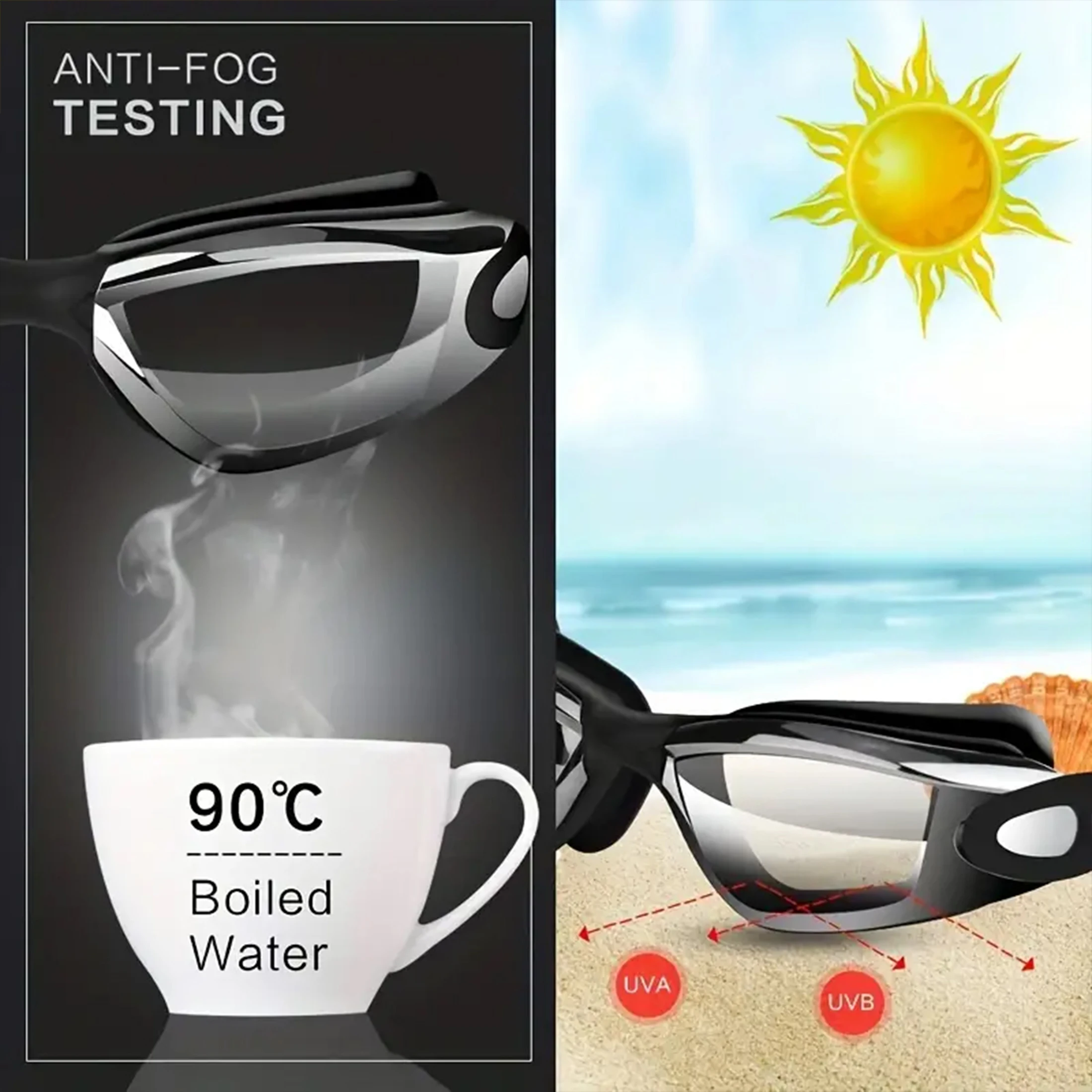 1Pcs Electroplated Adult Swimming Goggles Set Anti-Fog and Waterproof Swimming Goggles Equipment High-Definition Anti-Fog Lenses-Leak-Proof Uv-Proof swimming goggles