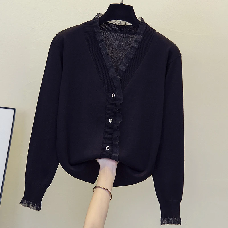 thumbnail image 1 of Suéter mujer 2024 Suéter elegante para mujer y cárdigans con botones y cuentas de perlas Chaqueta de punto formal blanca y negra jersey mujer, 1 of 5