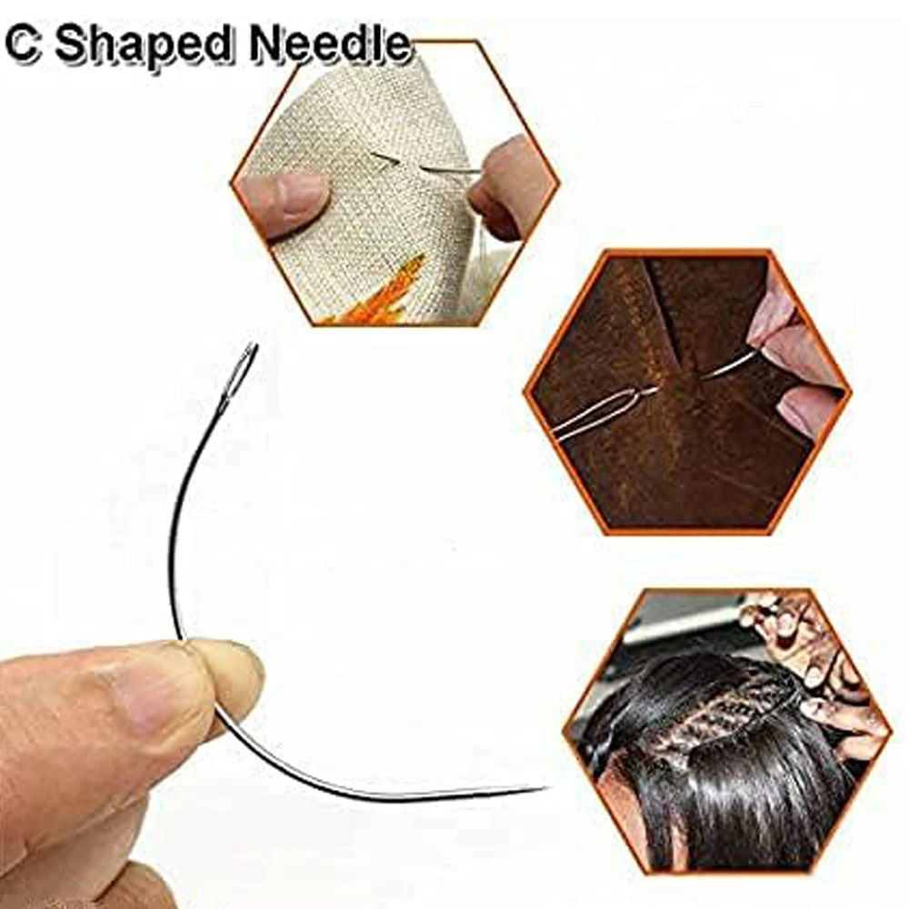 3 Rolls Hair Weaving Thread Cotton Sewing Thread With 5 pcs C curved needle for Making Wig DIY Hand Sewing Hair Weave hair weft - 6