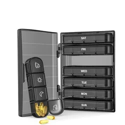 Portable 7-Day Pill Organizer with Large Compartments for Vitamins and Medications (28 grids-A)