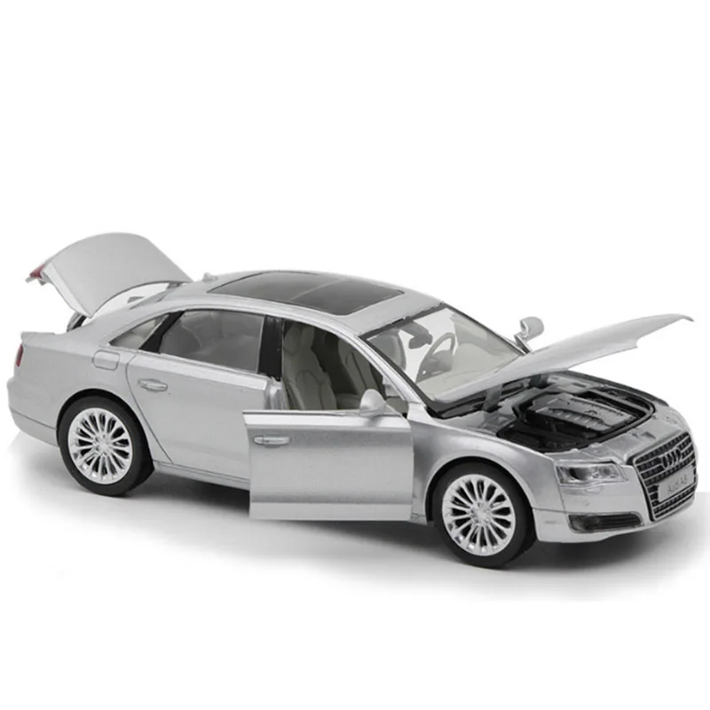 Audi A8 1:32 Metall Die Cast Modellauto Spielzeug Kinder Ton & Licht Weiß 