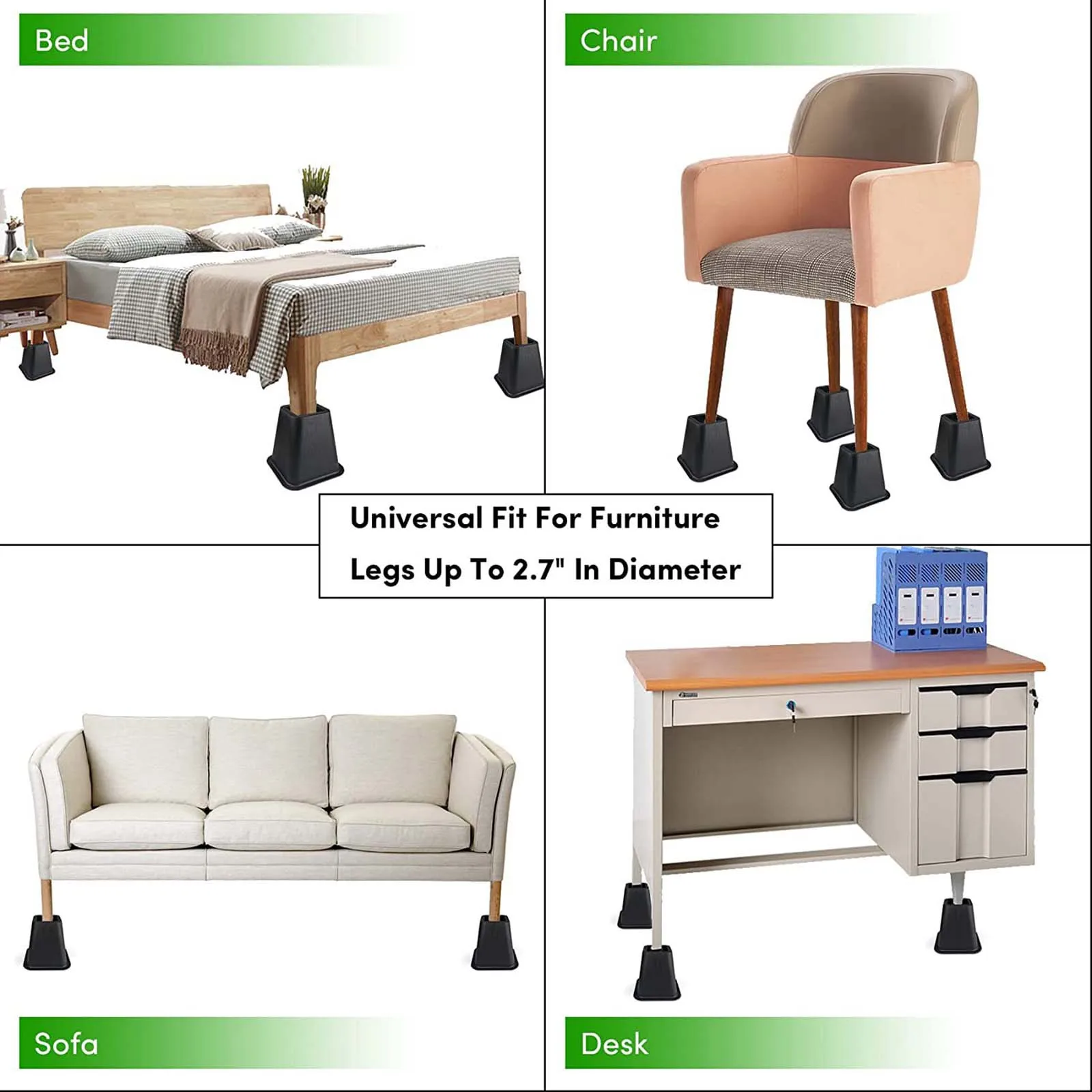 Elévateurs de meubles 4pcs 5  pieds larges supports de levage de